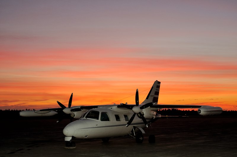 082613 MU-2 at sunrise in Goose Bay